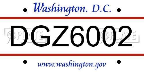DGZ6002 District Of Columbia License Plate
