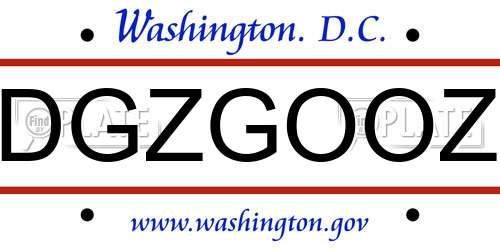 DGZGOOZ District Of Columbia License Plate