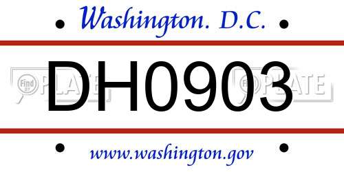 DH0903 District Of Columbia License Plate