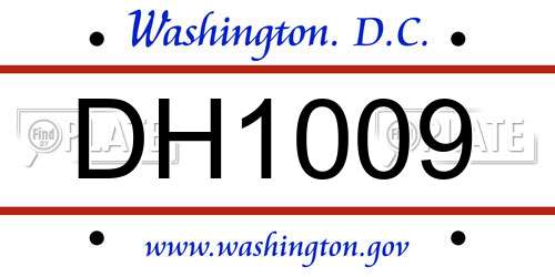 DH1009 District Of Columbia License Plate