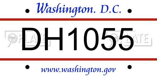 DH1055 District Of Columbia License Plate