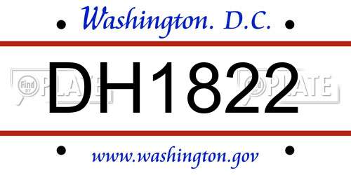 DH1822 District Of Columbia License Plate