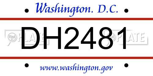 DH2481 District Of Columbia License Plate