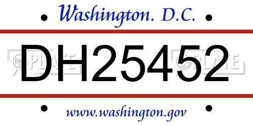 DH25452 District Of Columbia License Plate