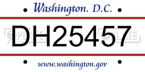 DH25457 District Of Columbia License Plate