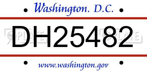 DH25482 District Of Columbia License Plate