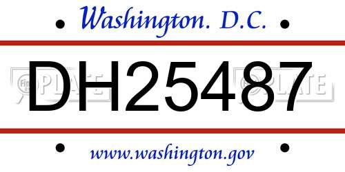 DH25487 District Of Columbia License Plate