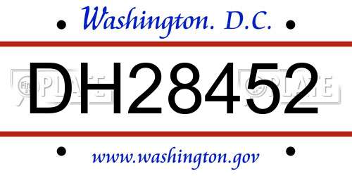 DH28452 District Of Columbia License Plate