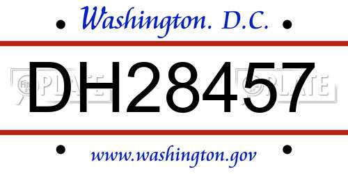 DH28457 District Of Columbia License Plate