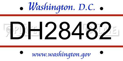DH28482 District Of Columbia License Plate