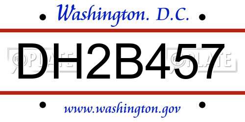 DH2B457 District Of Columbia License Plate
