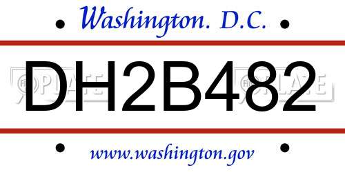 DH2B482 District Of Columbia License Plate