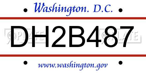 DH2B487 District Of Columbia License Plate