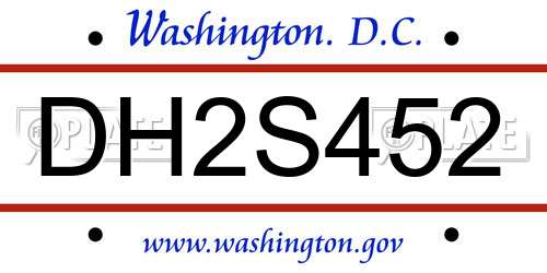 DH2S452 District Of Columbia License Plate