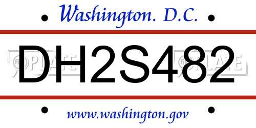 DH2S482 District Of Columbia License Plate