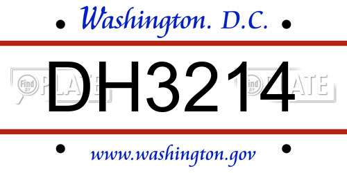 DH3214 District Of Columbia License Plate