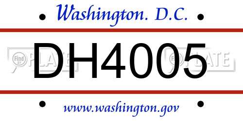 DH4005 District Of Columbia License Plate
