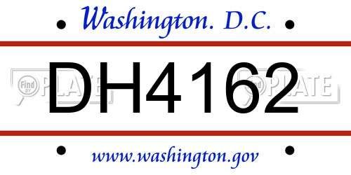 DH4162 District Of Columbia License Plate