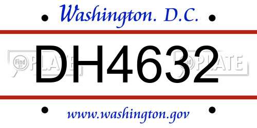 DH4632 District Of Columbia License Plate