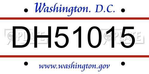 DH51015 District Of Columbia License Plate