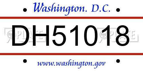 DH51018 District Of Columbia License Plate
