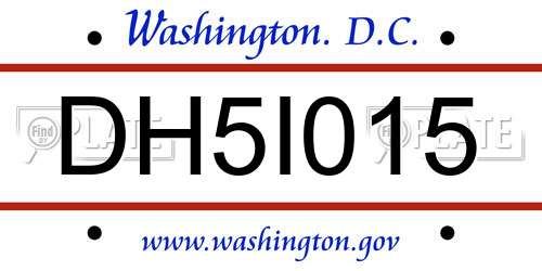 DH5I015 District Of Columbia License Plate