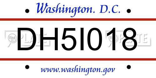 DH5I018 District Of Columbia License Plate