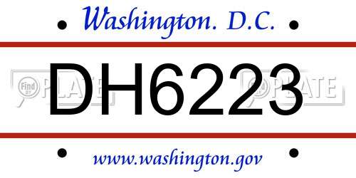 DH6223 District Of Columbia License Plate