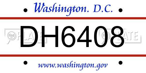 DH6408 District Of Columbia License Plate