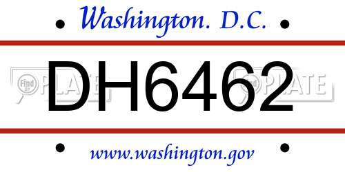 DH6462 District Of Columbia License Plate