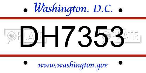 DH7353 District Of Columbia License Plate