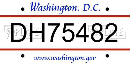 DH75482 District Of Columbia License Plate