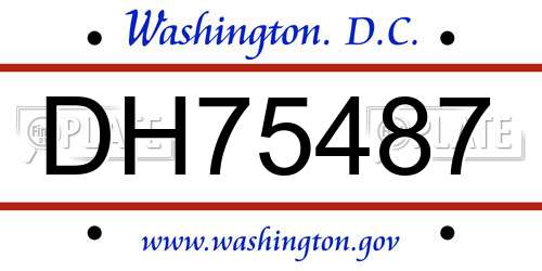 DH75487 District Of Columbia License Plate