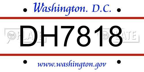 DH7818 District Of Columbia License Plate