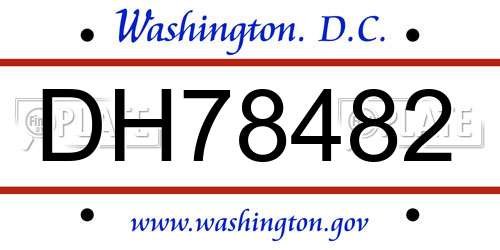 DH78482 District Of Columbia License Plate