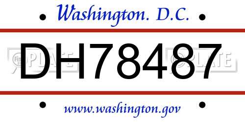 DH78487 District Of Columbia License Plate