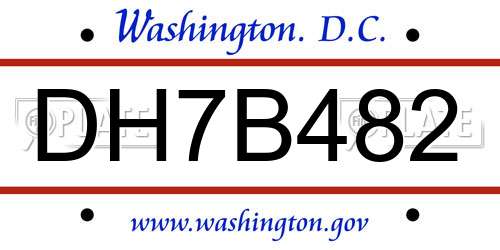 DH7B482 District Of Columbia License Plate