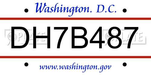 DH7B487 District Of Columbia License Plate