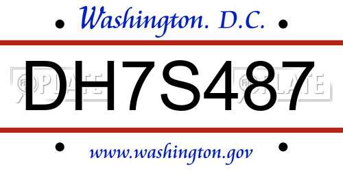 DH7S487 District Of Columbia License Plate