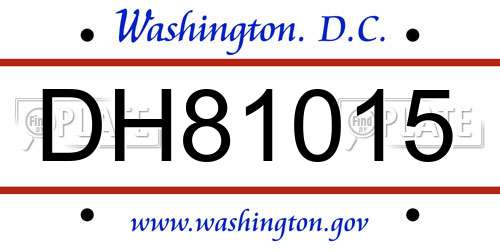 DH81015 District Of Columbia License Plate