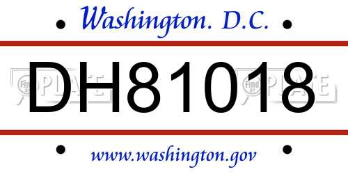 DH81018 District Of Columbia License Plate