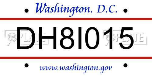 DH8I015 District Of Columbia License Plate