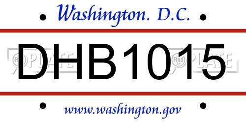 DHB1015 District Of Columbia License Plate
