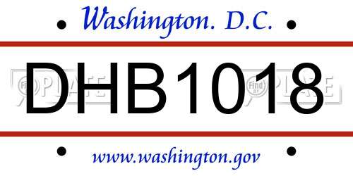 DHB1018 District Of Columbia License Plate