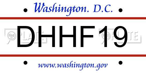 DHHF19 District Of Columbia License Plate