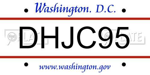 DHJC95 District Of Columbia License Plate