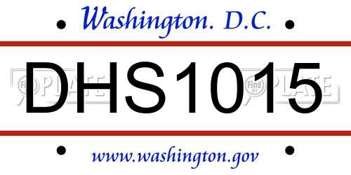 DHS1015 District Of Columbia License Plate
