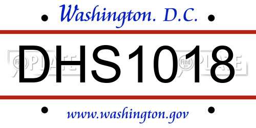 DHS1018 District Of Columbia License Plate