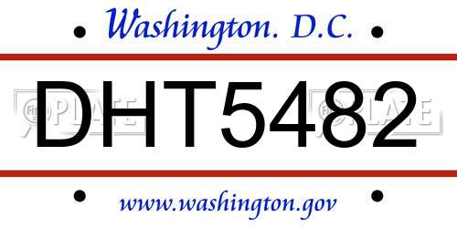 DHT5482 District Of Columbia License Plate