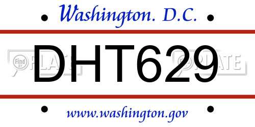 DHT629 District Of Columbia License Plate